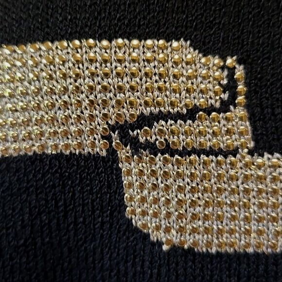 ST. JOHN by Marie Gray Santana Knit Sweater Size Large Ribbon Mock Neck Holiday - Picture 5 of 14